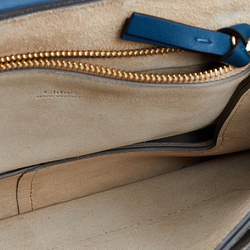 Women's Chloe Blue Leather And Suede Medium Faye Shoulder Bag