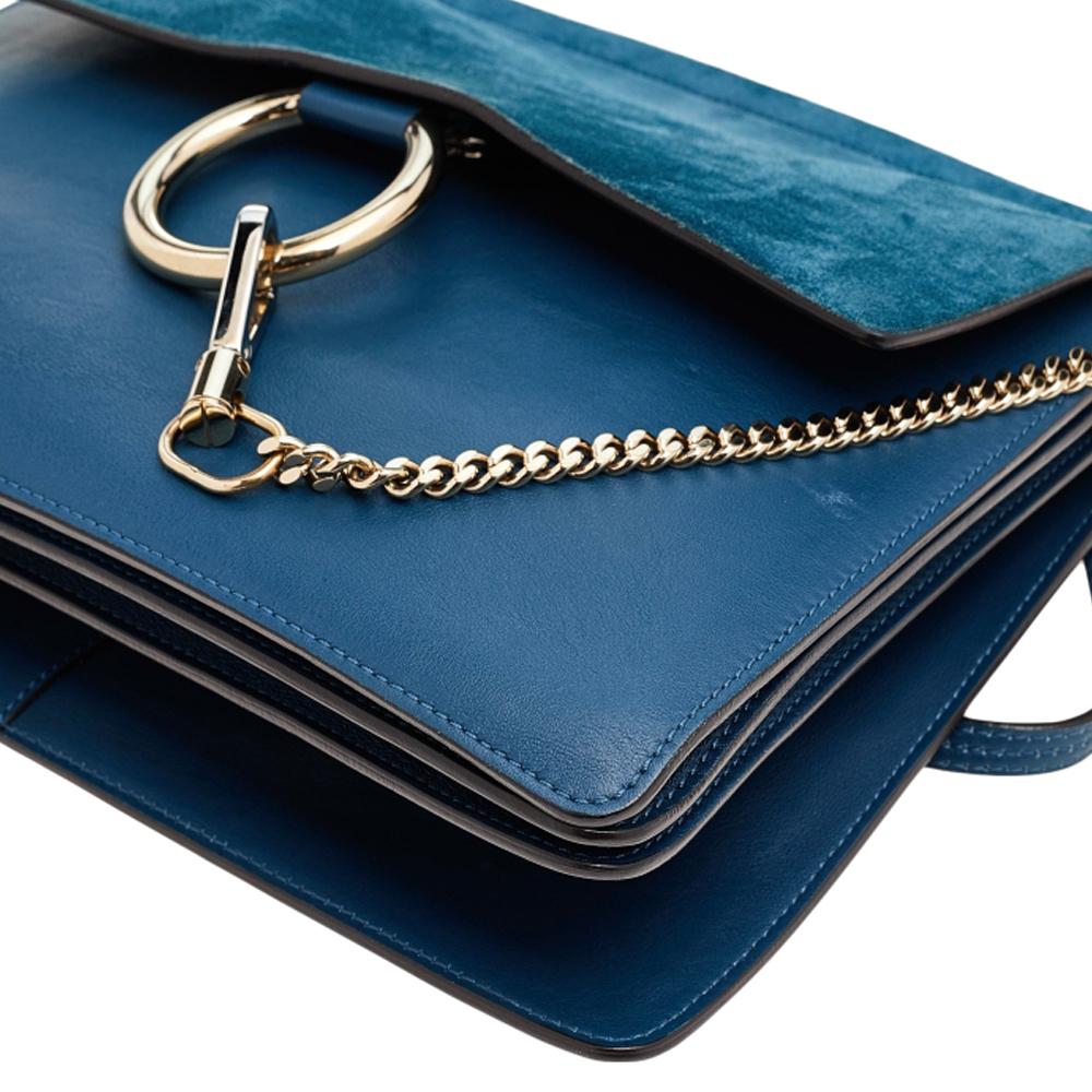 Chloe Blue Leather And Suede Medium Faye Shoulder Bag 2