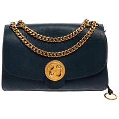 Chloe Blue Leather and Suede Mily Shoulder Bag