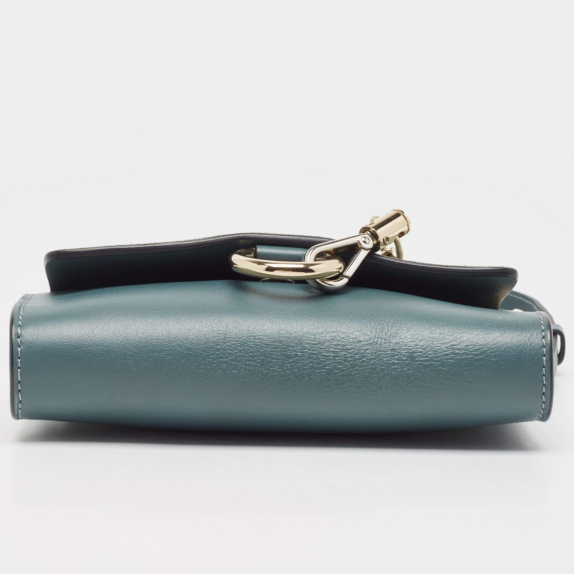 Chloe Blue Leather and Suede Mini Faye Crossbody Bag For Sale 9