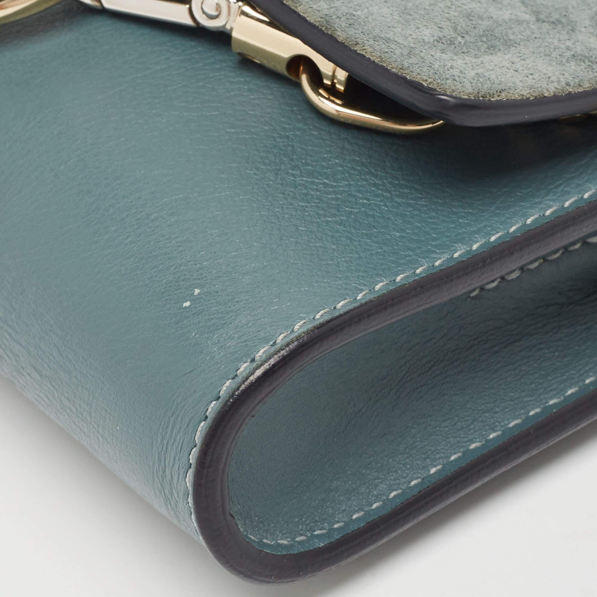 Chloe Blue Leather and Suede Mini Faye Crossbody Bag 3