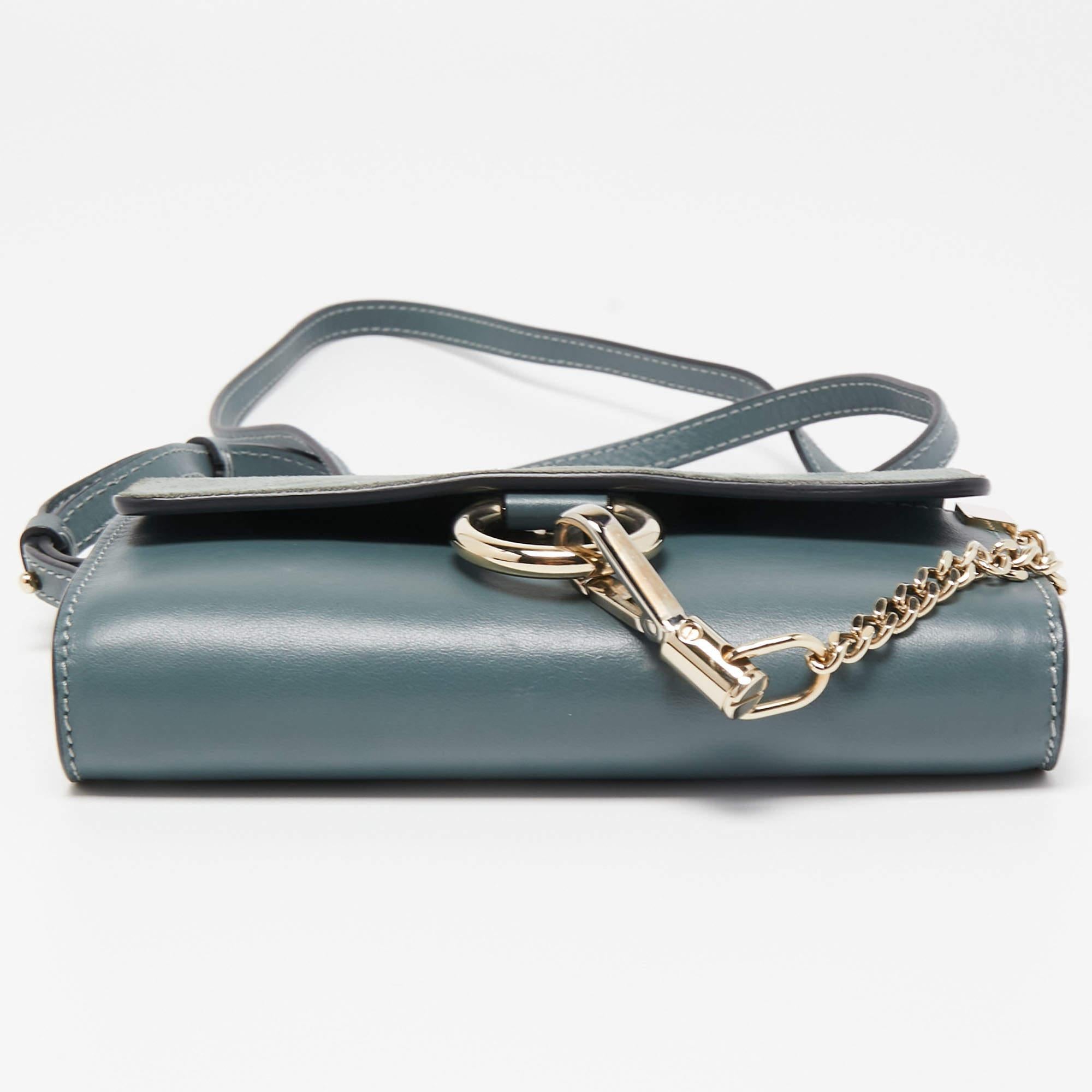 Chloe Blue Leather and Suede Mini Faye Shoulder Bag 7