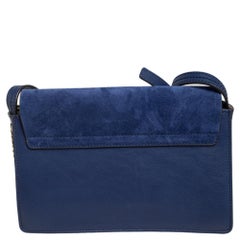 Chloe Blue Leather and Suede Small Faye Shoulder Bag