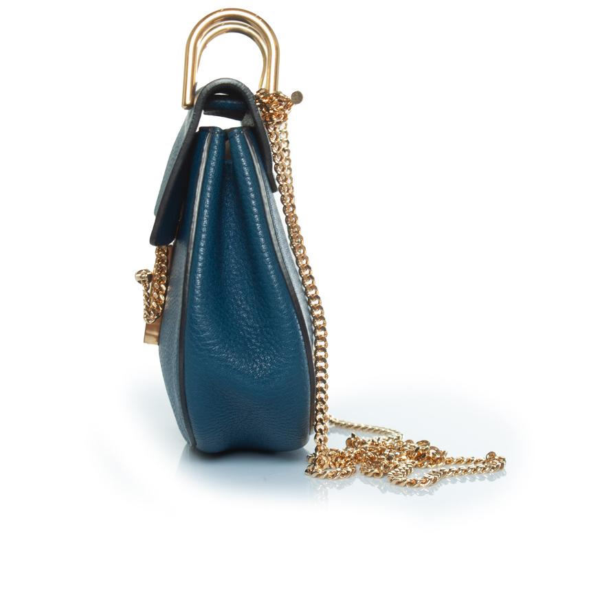 Blue Chloe, blue leather drew bag For Sale