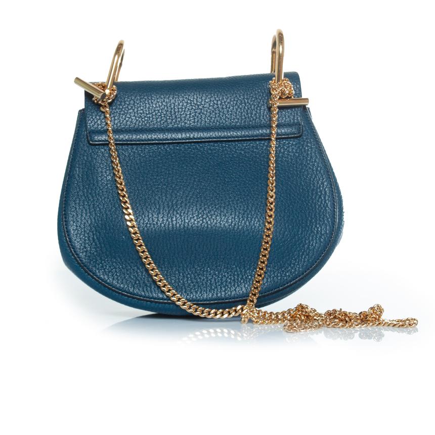 Chloe, blue leather drew bag In Excellent Condition For Sale In AMSTERDAM, NL