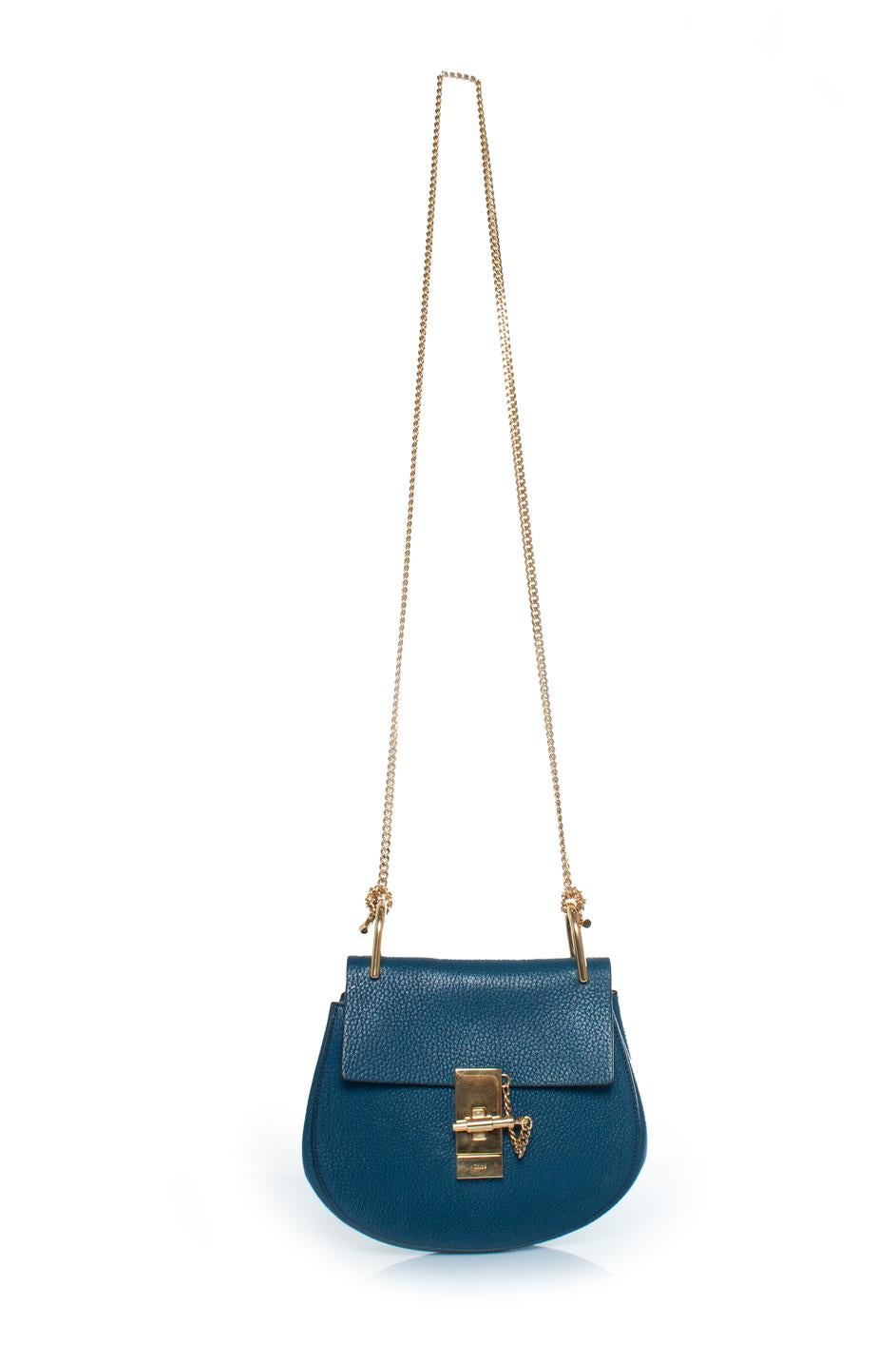 Chloe, blue leather drew bag For Sale 2