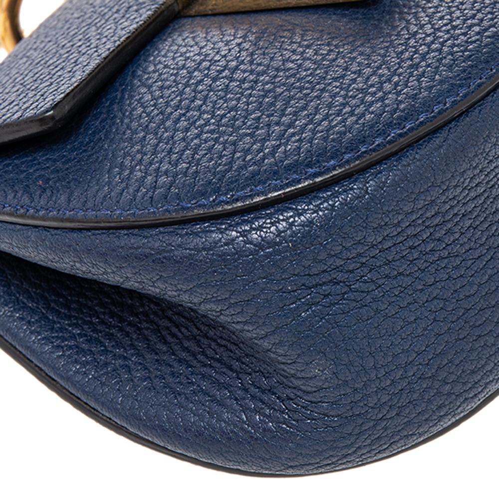 Women's Chloe Blue Leather Drew Shoulder Bag