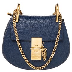 Chloé - Sac à bandoulière Drew en cuir bleu