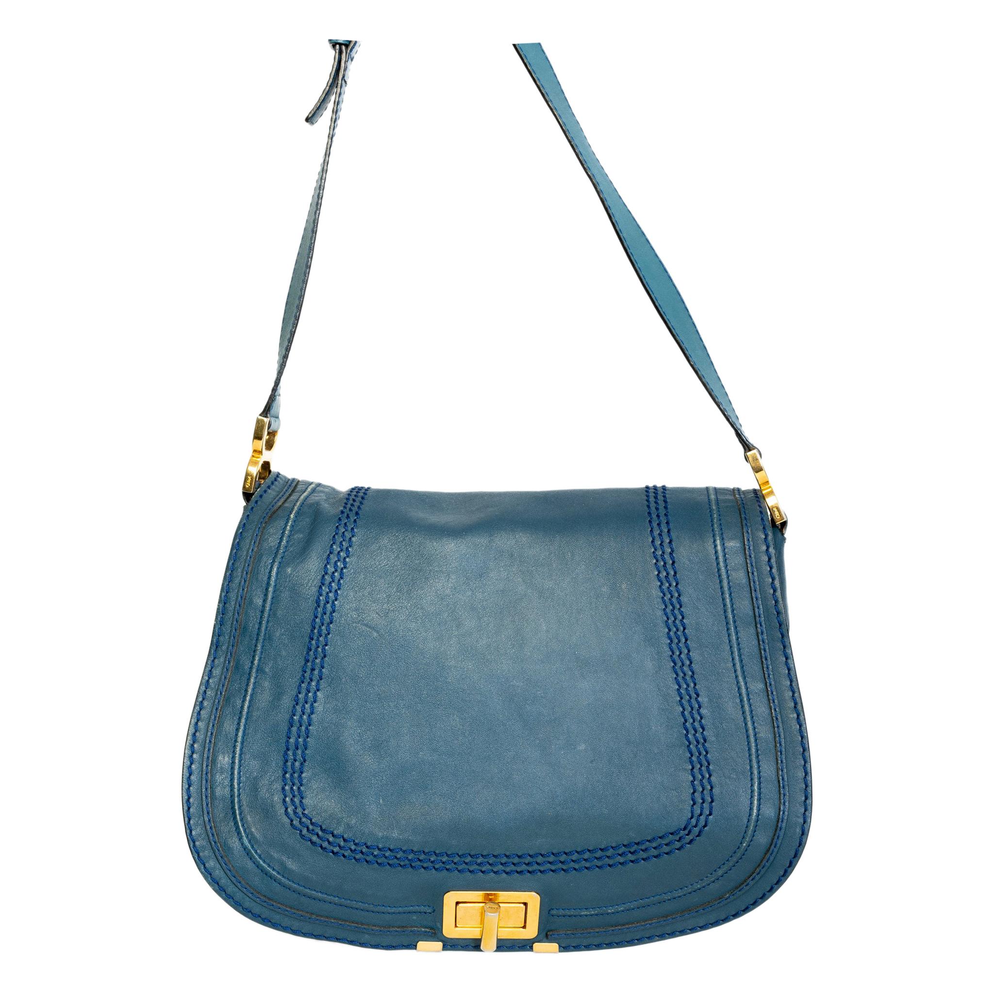 Chloé - Sac à bandoulière Marci en cuir bleu