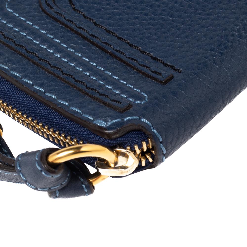 Chloe Blue Leather Marcie Zip Long Wallet 3