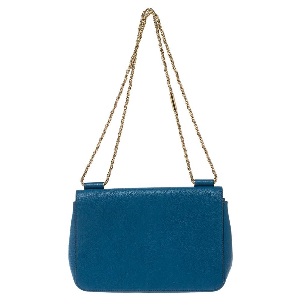 Chloe Blue Leather Medium Crystal Embellished Elsie Umhängetasche Damen