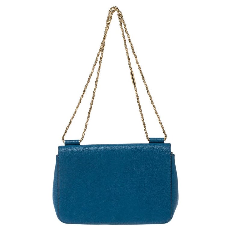 Chloe Blue Leather Medium Crystal Embellished Elsie Shoulder Bag at 1stDibs