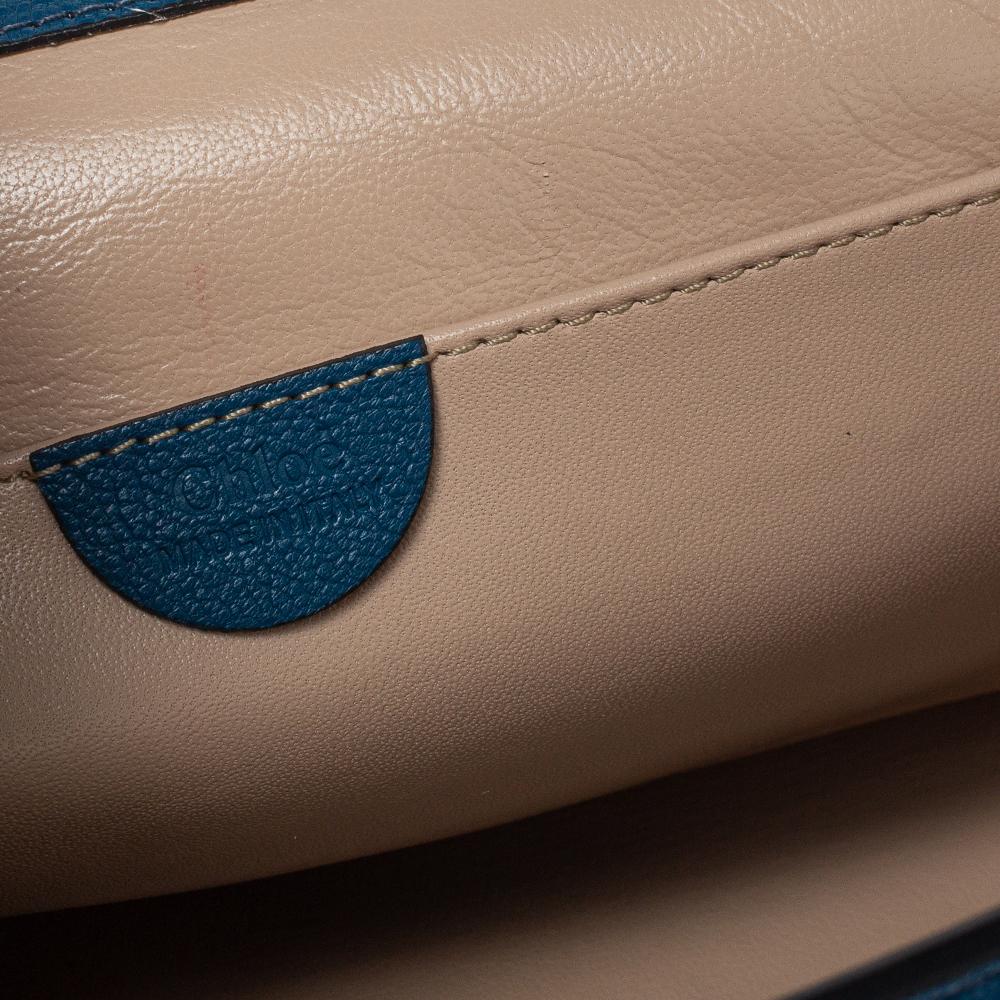 Chloe Blue Leather Medium Crystal Embellished Elsie Umhängetasche 4