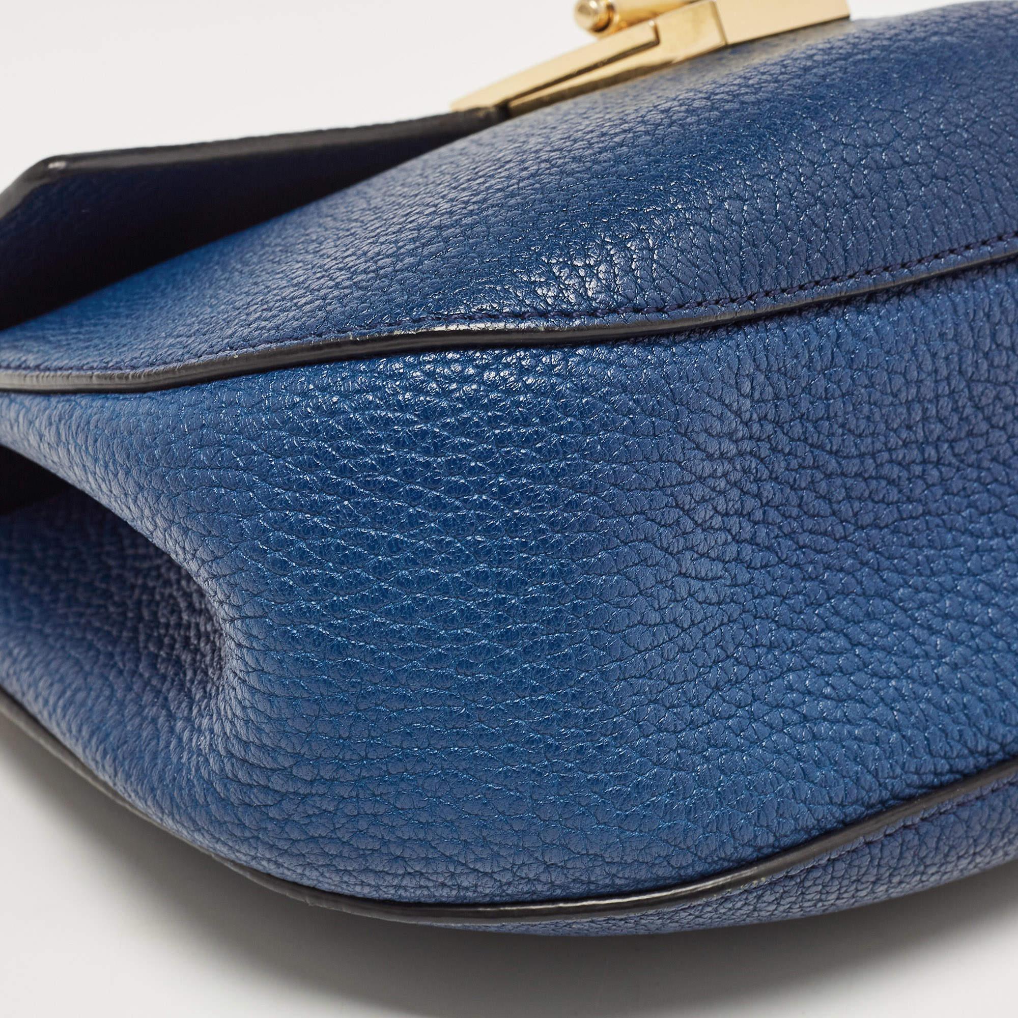 Chloe Blue Leather Medium Drew Shoulder Bag For Sale 12