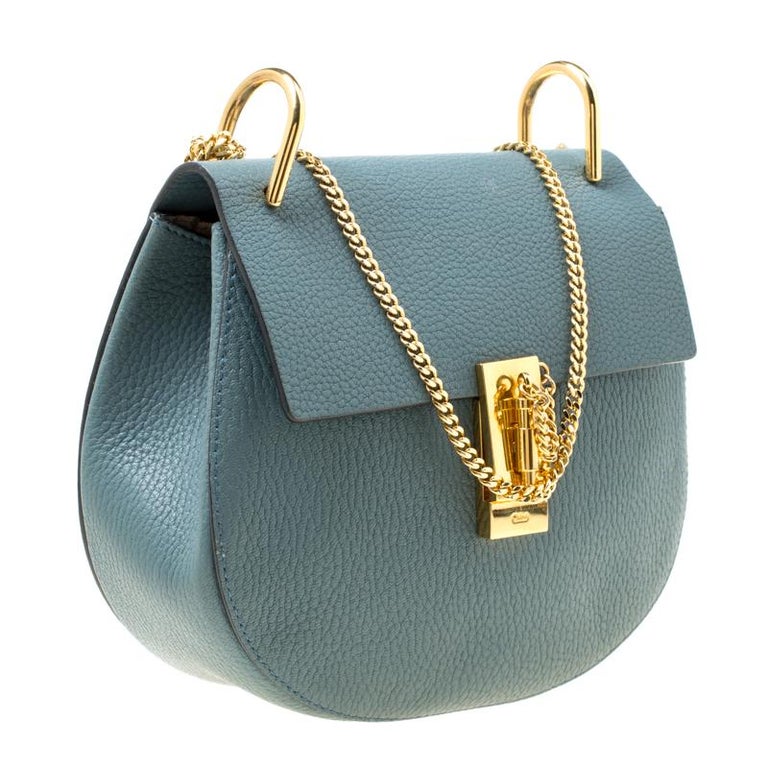 Chloe Blue Leather Medium Drew Shoulder Bag For Sale at 1stDibs