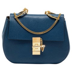 Chloe Blue Leather Medium Drew Shoulder Bag