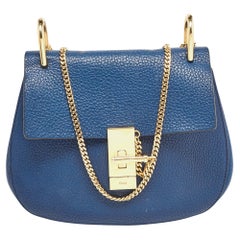 Used Chloe Blue Leather Medium Drew Shoulder Bag