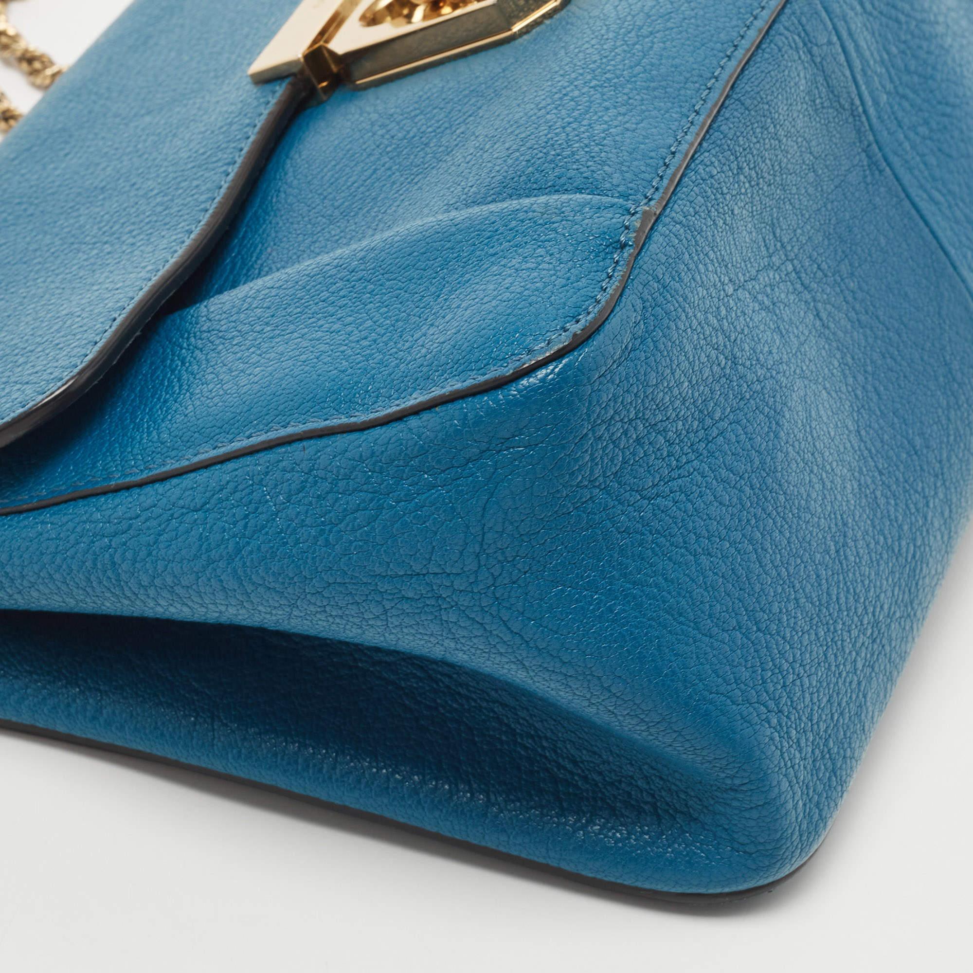Chloe Blue Leather Medium Elsie Chain Flap Shoulder Bag 8