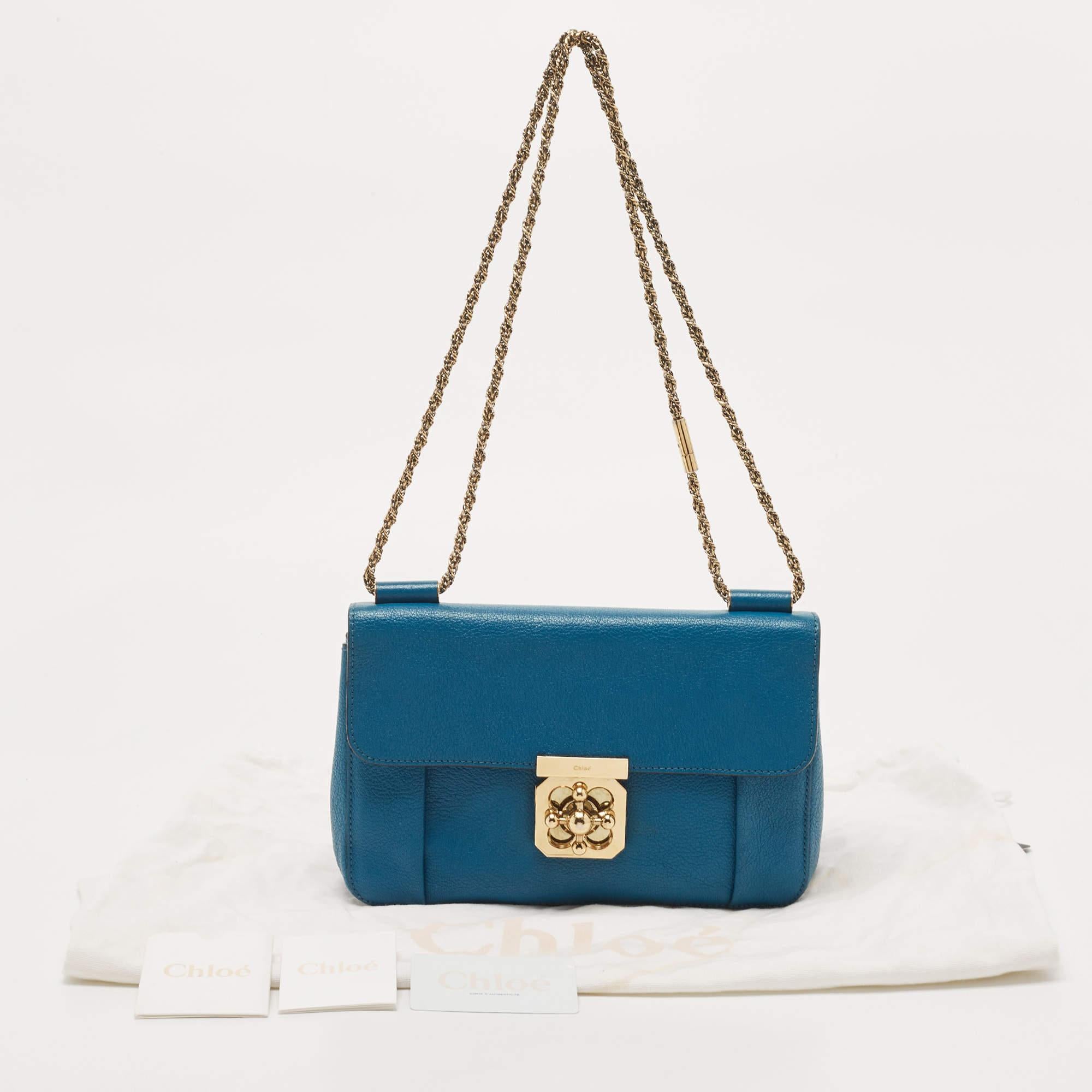 Chloe Blue Leather Medium Elsie Chain Flap Shoulder Bag 10