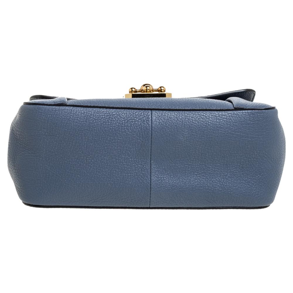 Women's Chloe Blue Leather Medium Elsie Shoulder Bag