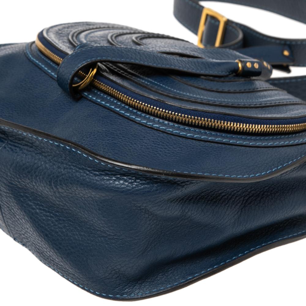Chloe Blue Leather Medium Marcie Crossbody Bag 5