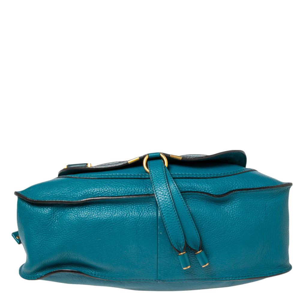 Chloe Blue Leather Medium Marcie Shoulder Bag In Good Condition In Dubai, Al Qouz 2