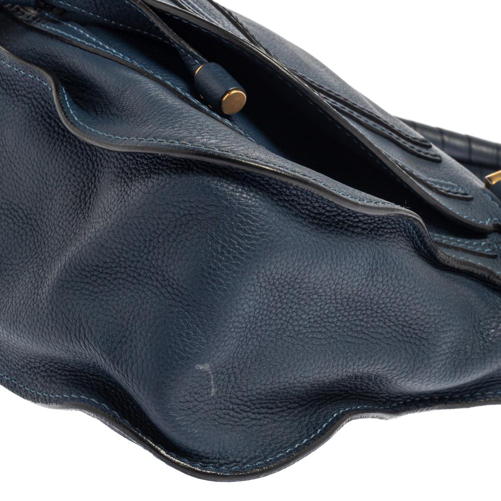 Black Chloe Blue Leather Medium Marcie Shoulder Bag