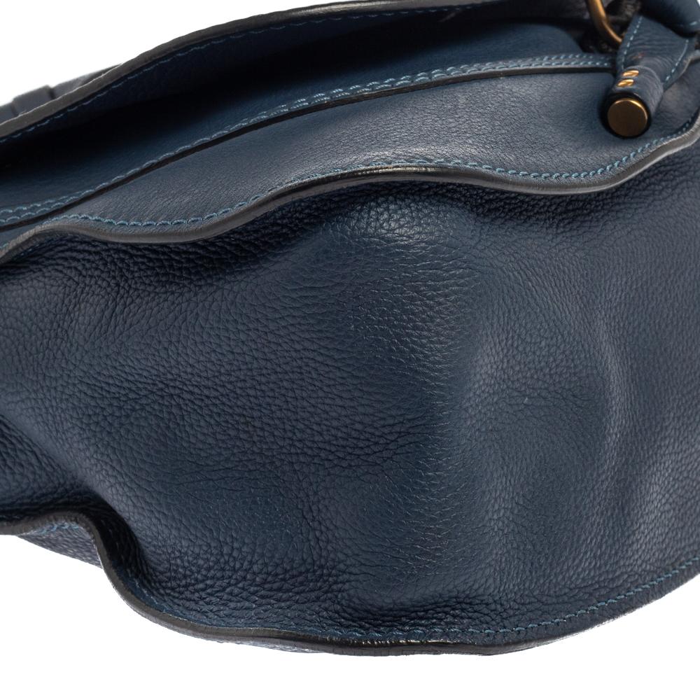 Chloe Blue Leather Medium Marcie Shoulder Bag In Good Condition In Dubai, Al Qouz 2