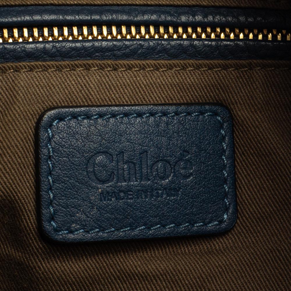 Women's Chloe Blue Leather Medium Marcie Shoulder Bag