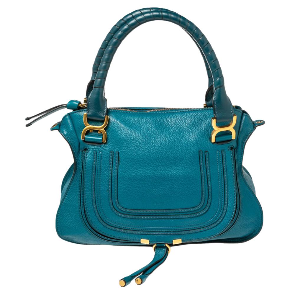 Chloe Blue Leather Medium Marcie Shoulder Bag