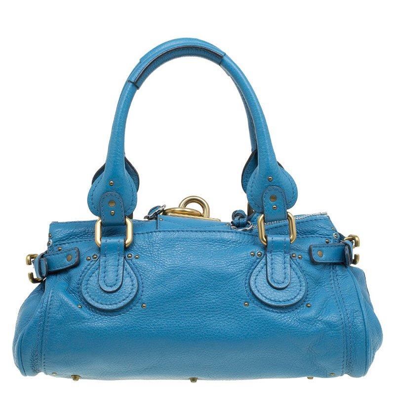 Women's Chloe Blue Leather Medium Paddington Satchel