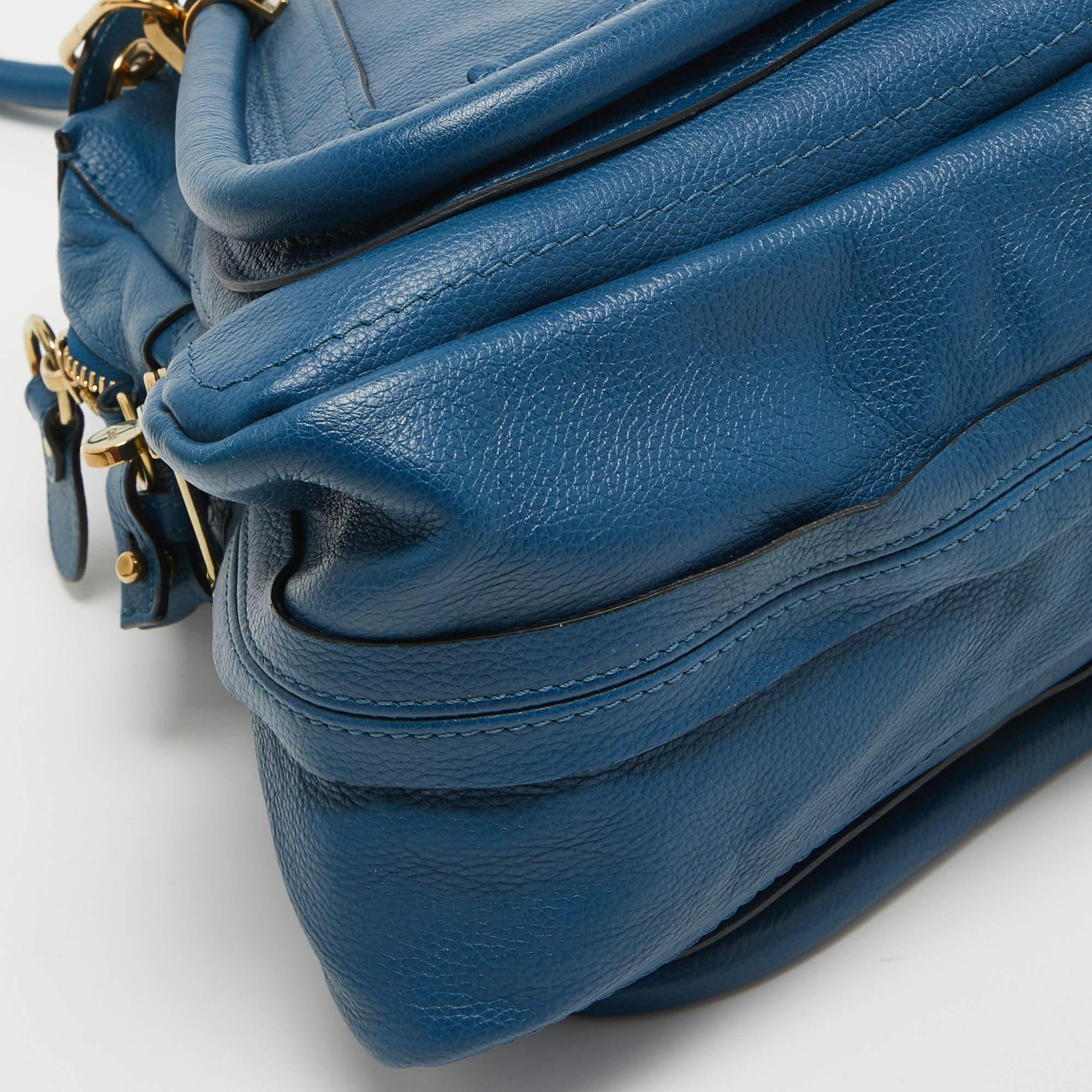 Chloe Blue Leather Medium Paraty Satchel For Sale 2