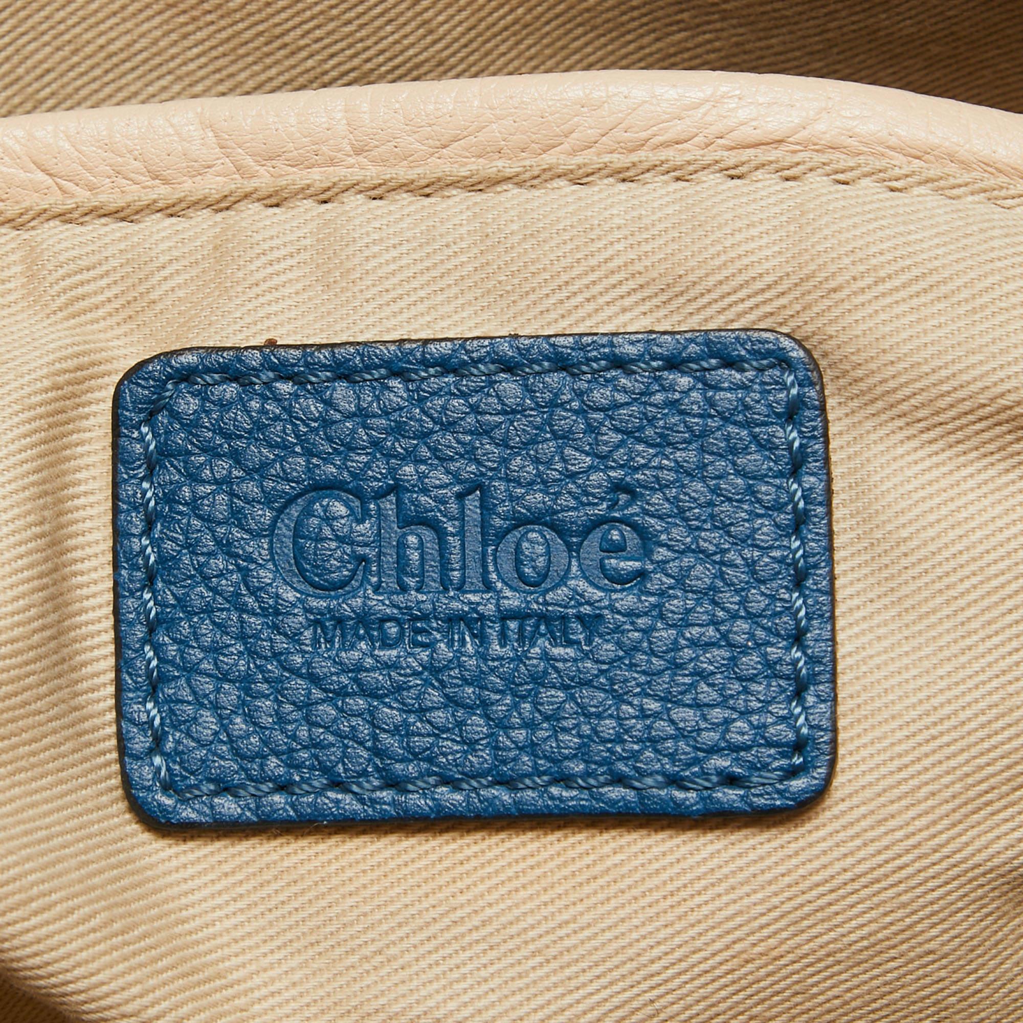 Chloe Blue Leather Medium Paraty Satchel For Sale 5