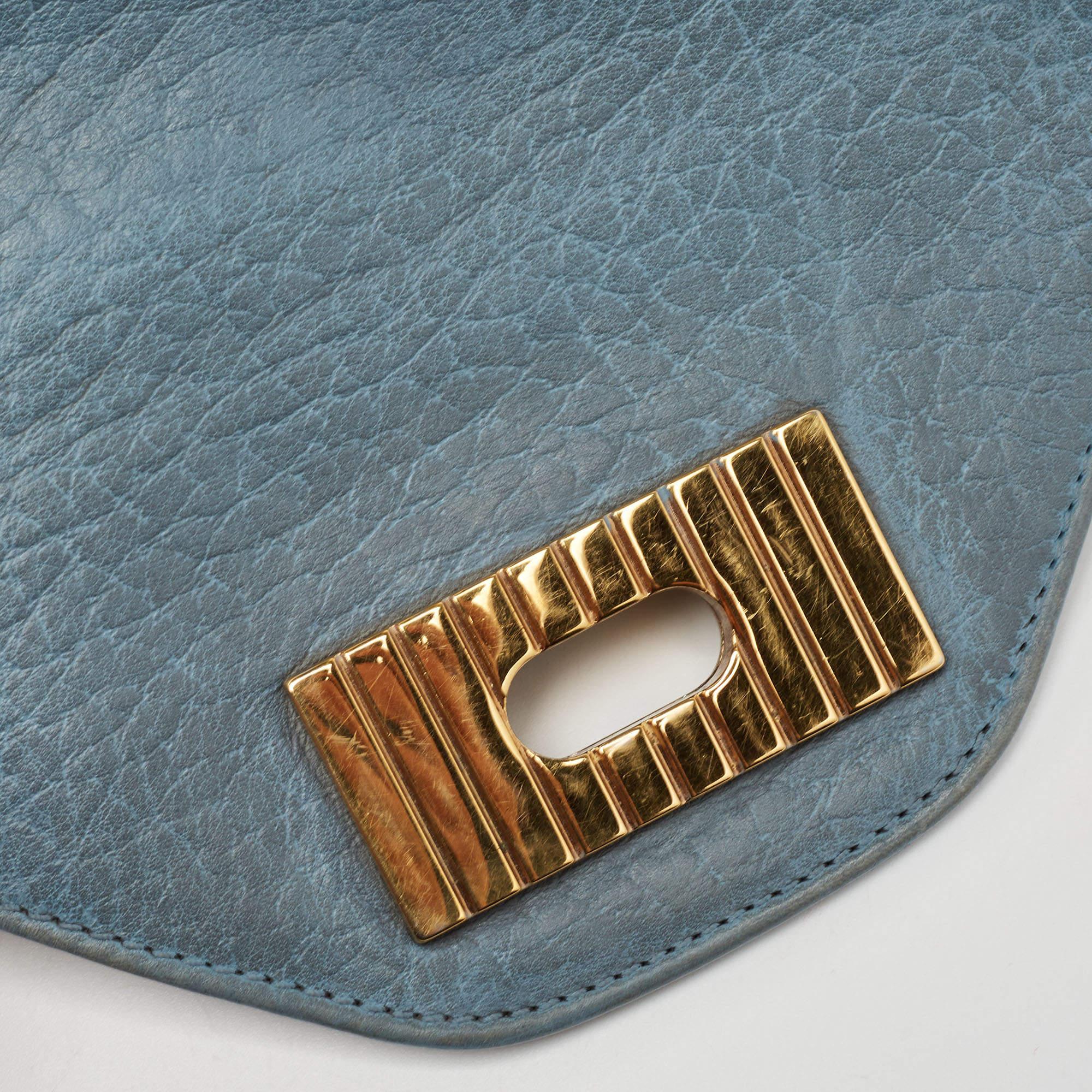 Chloe Blue Leather Medium Sally Shoulder Bag For Sale 6