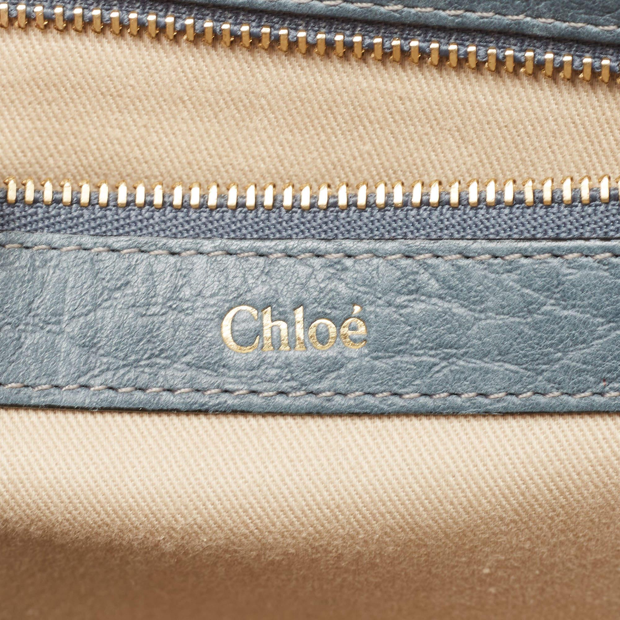 Chloe Blue Leather Medium Sally Shoulder Bag For Sale 12