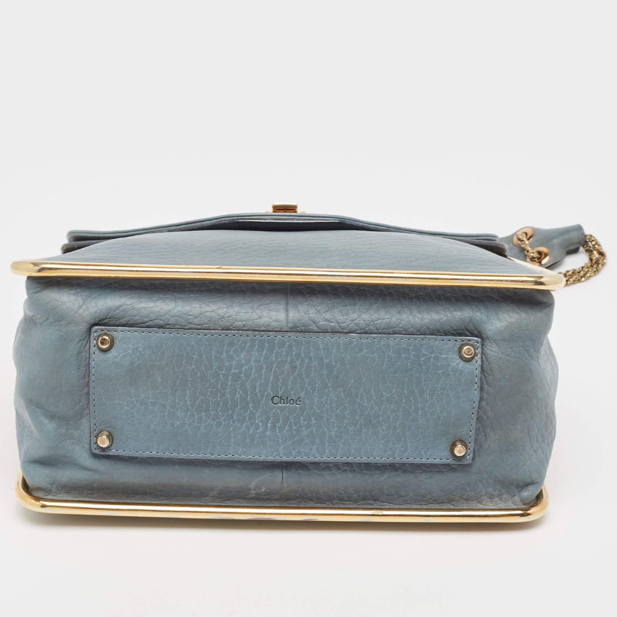 Chloe Blue Leather Medium Sally Shoulder Bag For Sale 13