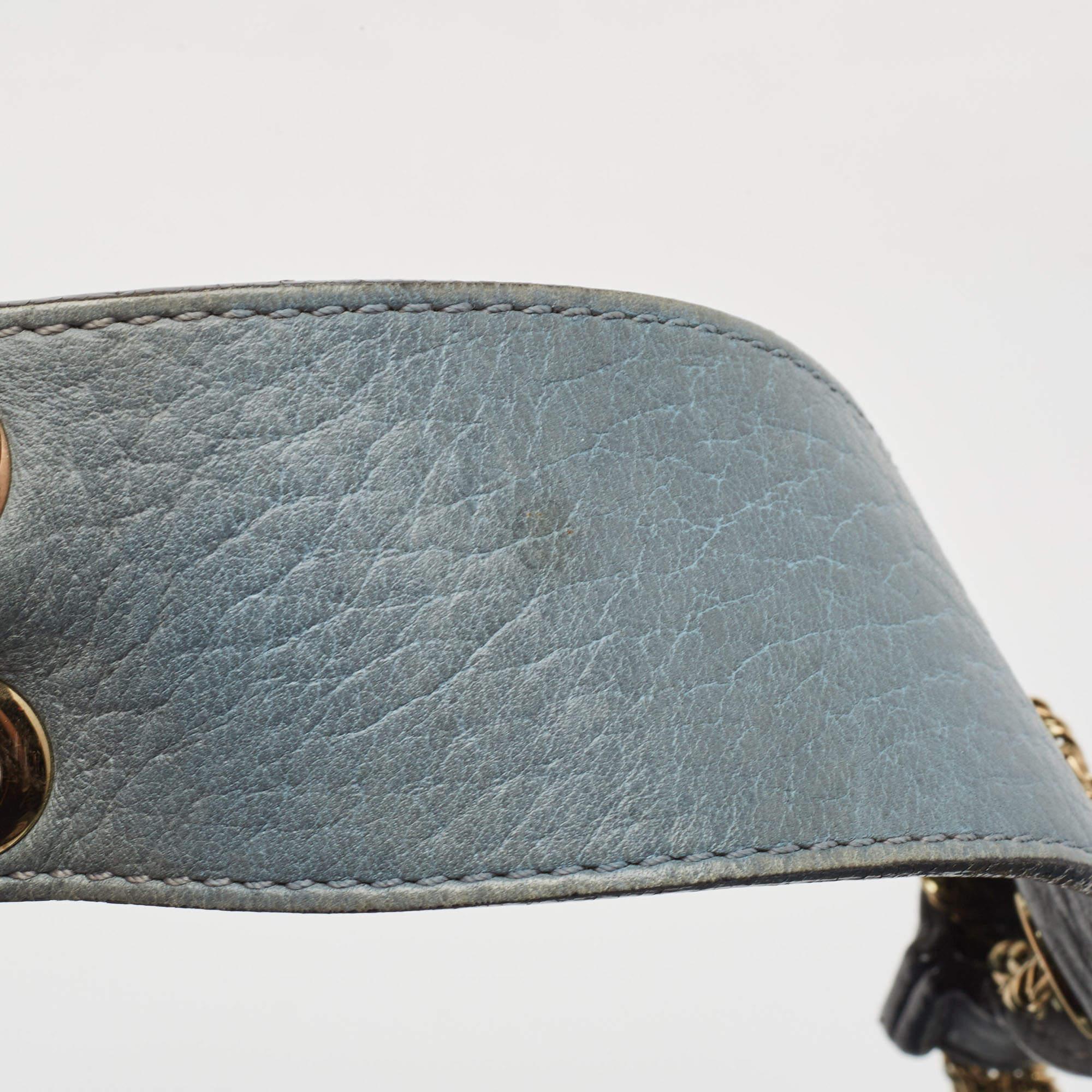 Chloe Blue Leather Medium Sally Shoulder Bag For Sale 14