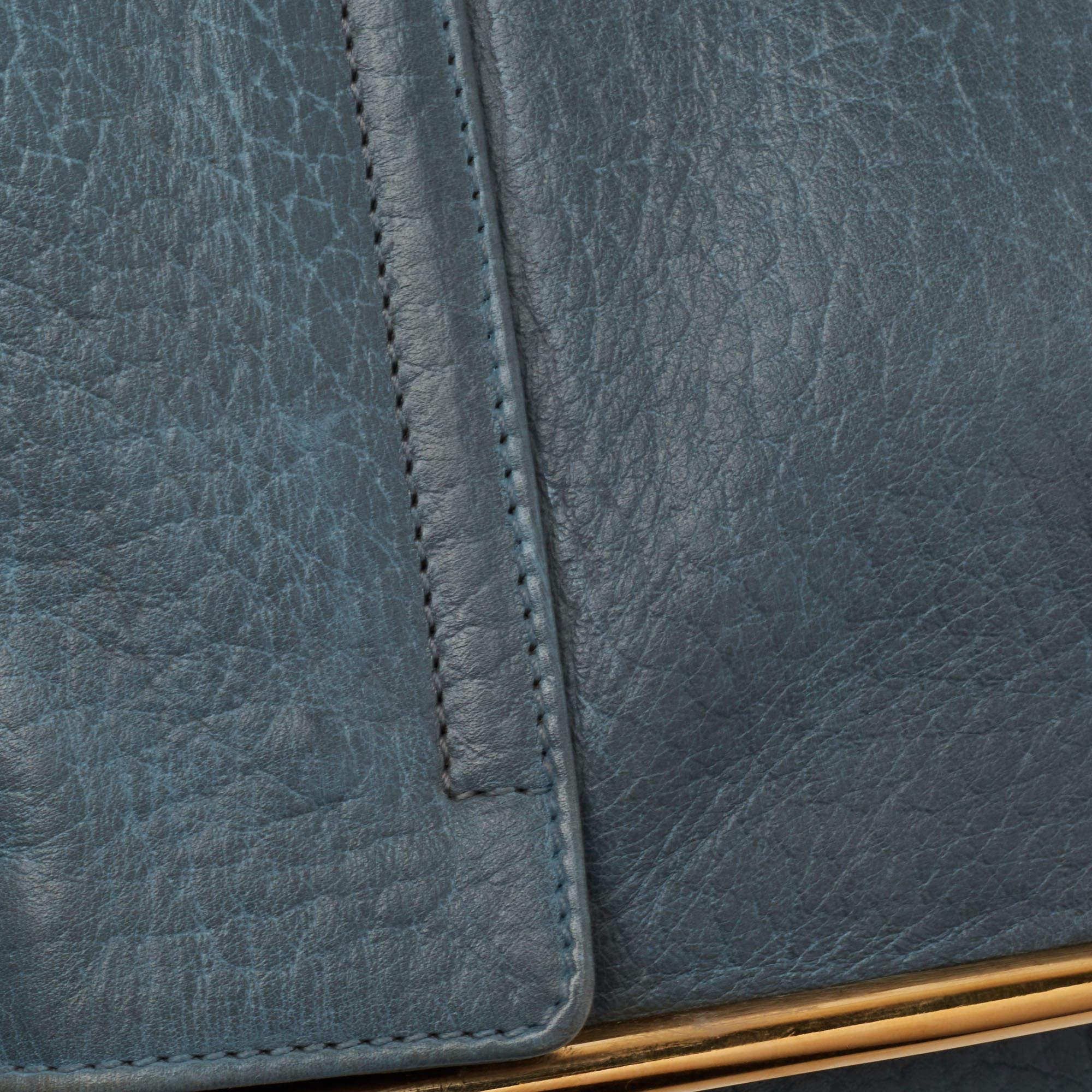Chloe Blue Leather Medium Sally Shoulder Bag For Sale 3