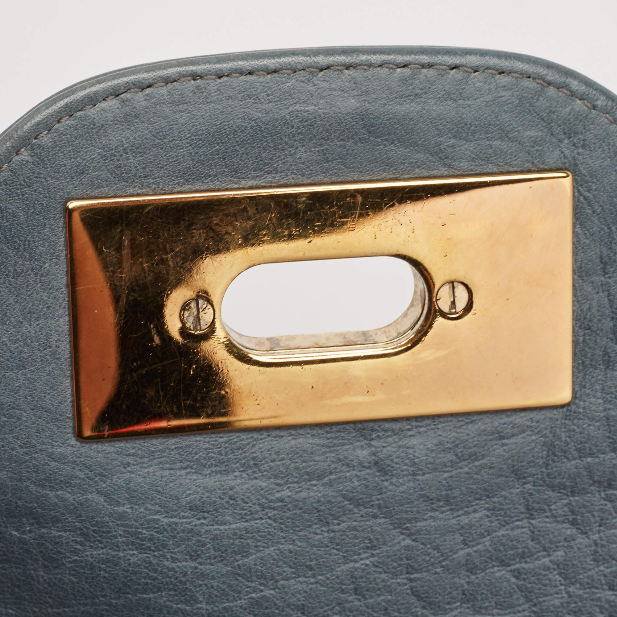 Chloe Blue Leather Medium Sally Shoulder Bag For Sale 4