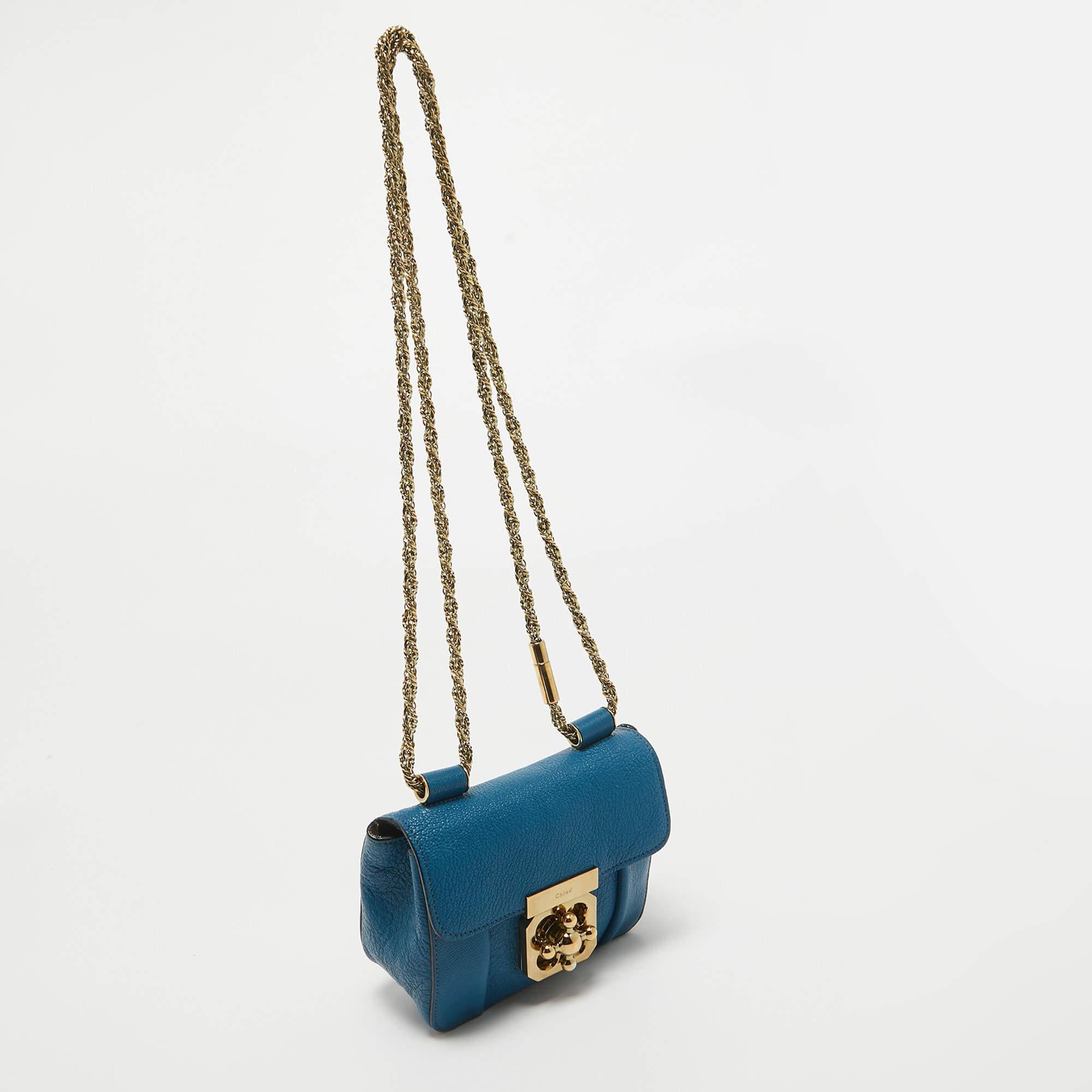 Mini bolso cruzado Elsie de piel azul de Chloe Azul