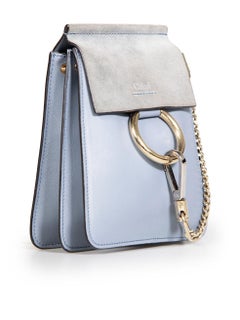Chloé Blue Leather Mini Faye Top Handle Bag