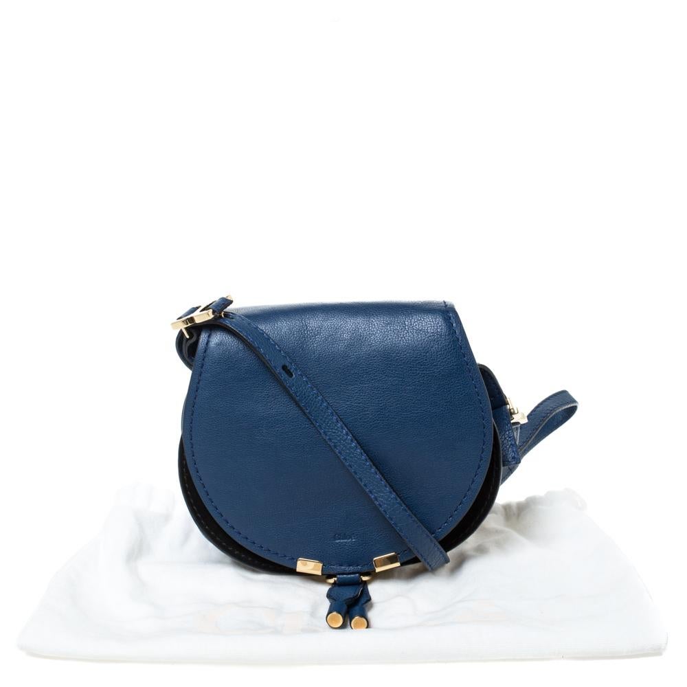 Chloe Blue Leather Mini Marcie Crossbody Bag 5