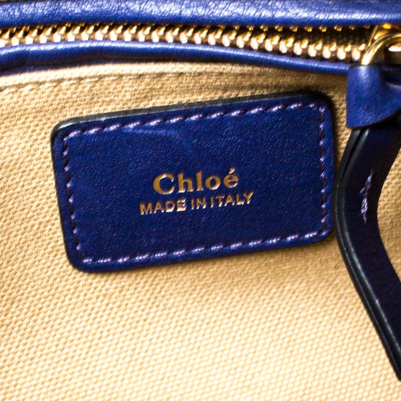 Chloe Blue Leather Motty Crossbody Bag In Good Condition In Dubai, Al Qouz 2