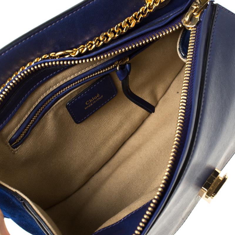 Women's Chloe Blue Leather Motty Crossbody Bag