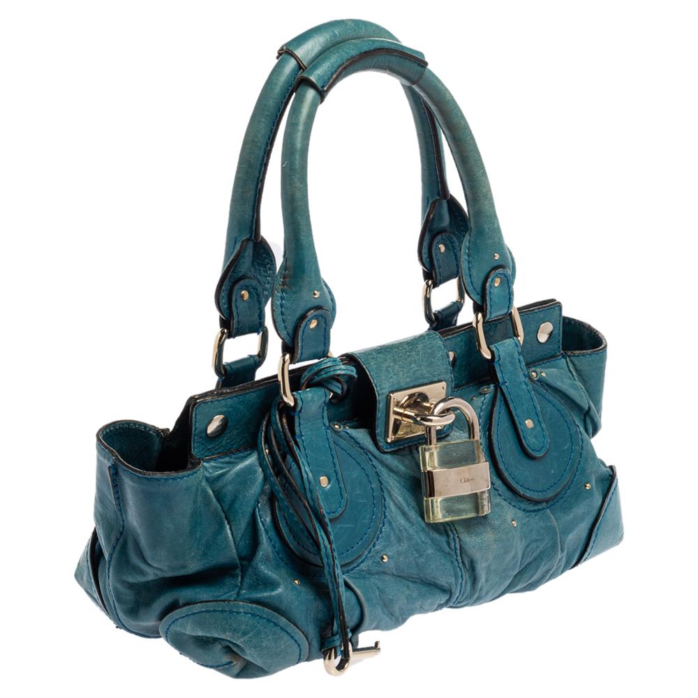 Women's Chloe Blue Leather Paddington Satchel
