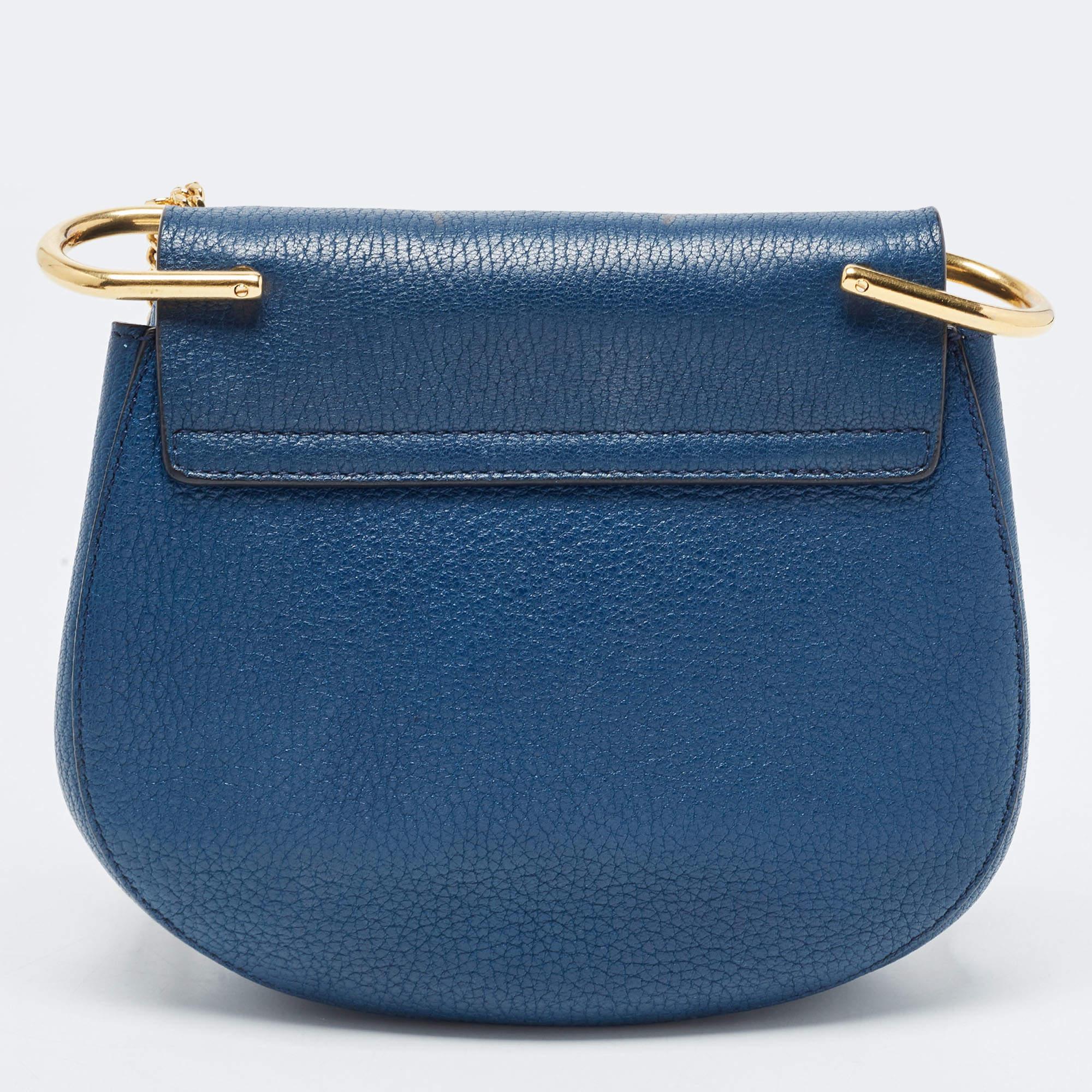 Chloe Blue Leather Small Drew Chain Crossbody Bag 3
