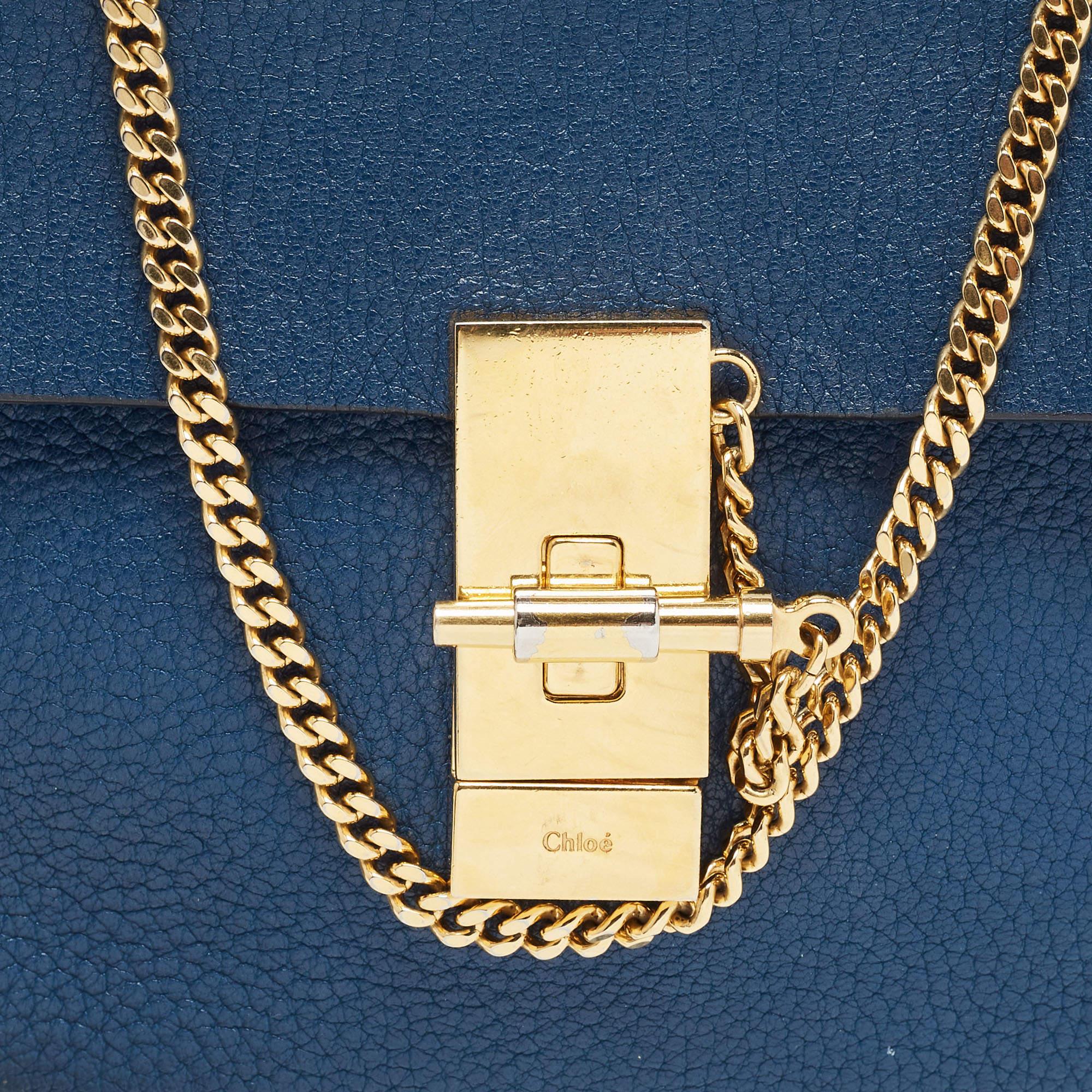Chloe Blue Leather Small Drew Chain Crossbody Bag 4