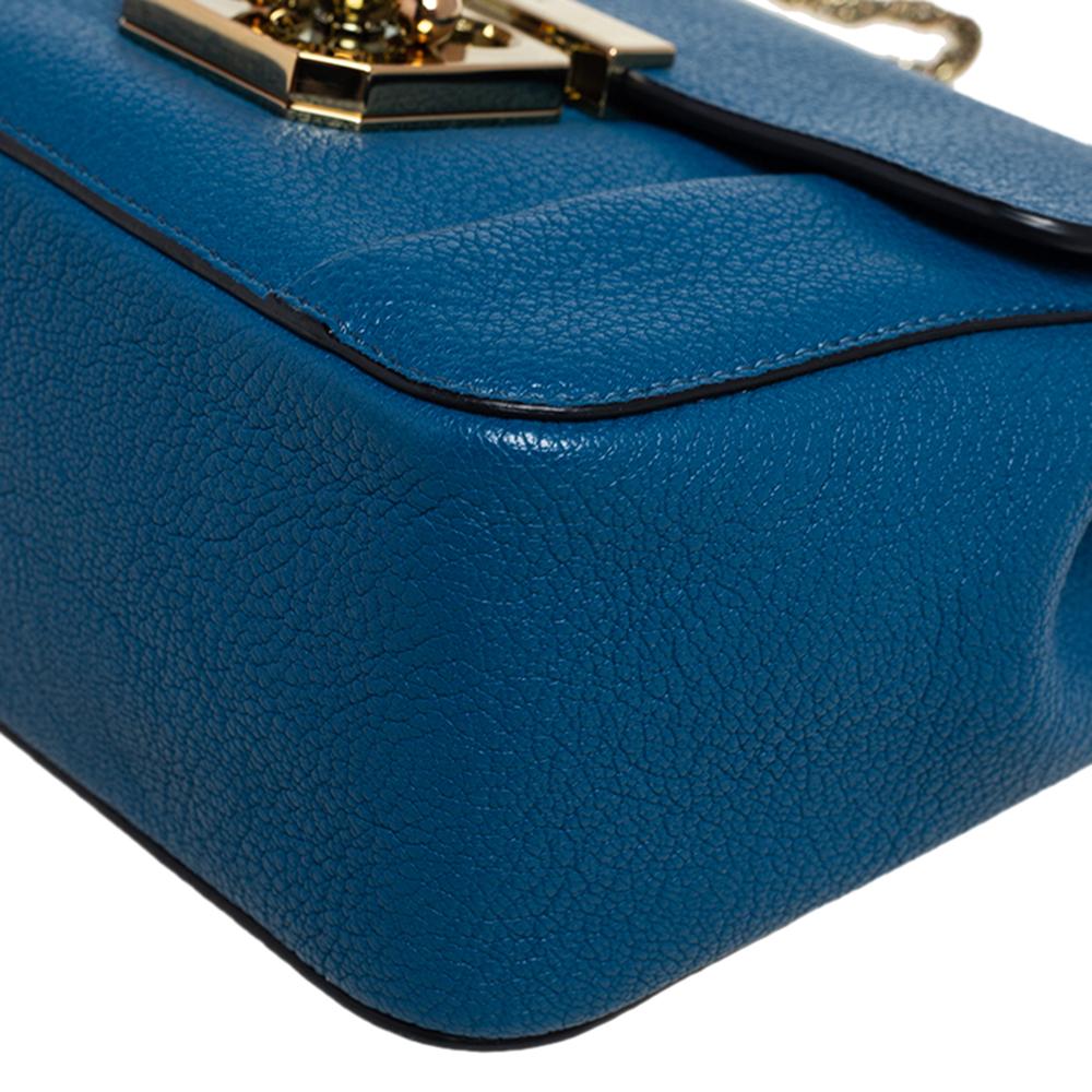 Chloé Kleine Elsie Umhängetasche aus blauem Leder 7
