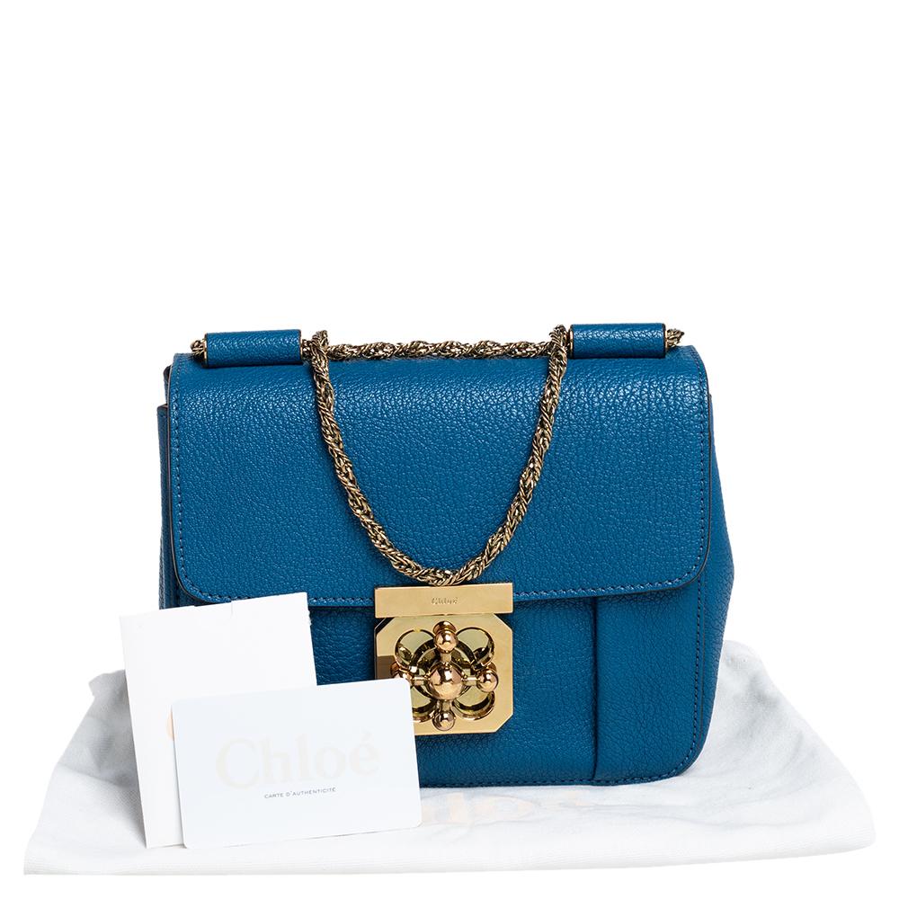 Chloé Kleine Elsie Umhängetasche aus blauem Leder 10