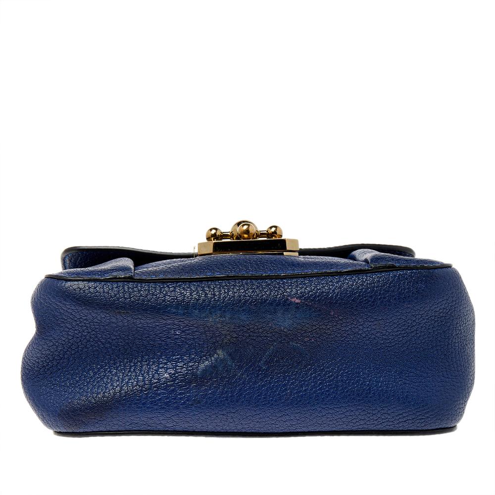 Women's Chloe Blue Leather Small Elsie Shoulder Bag
